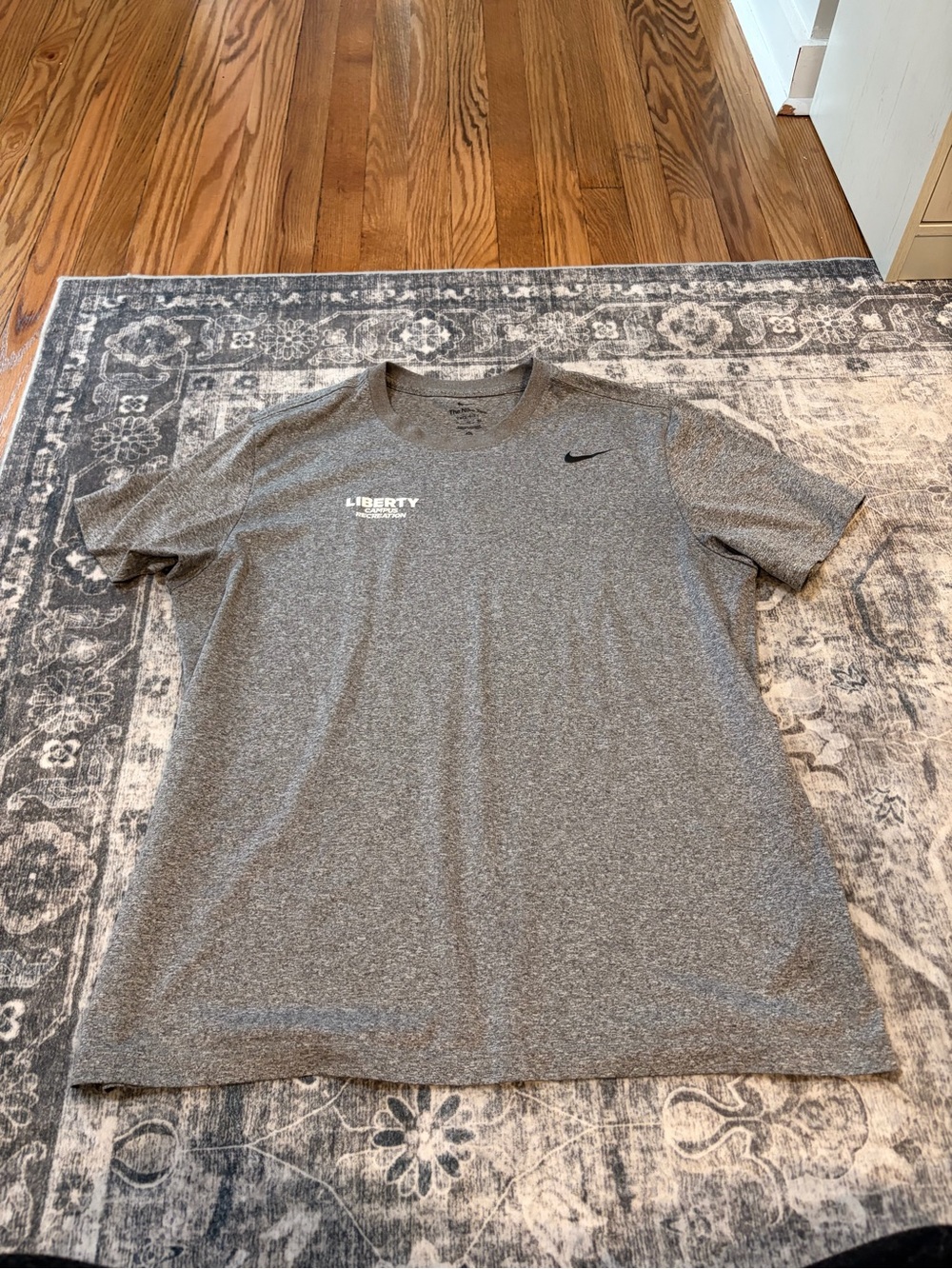 Nike Gray Heather Short Sleeve T-Shirt with White Liberty University Logo